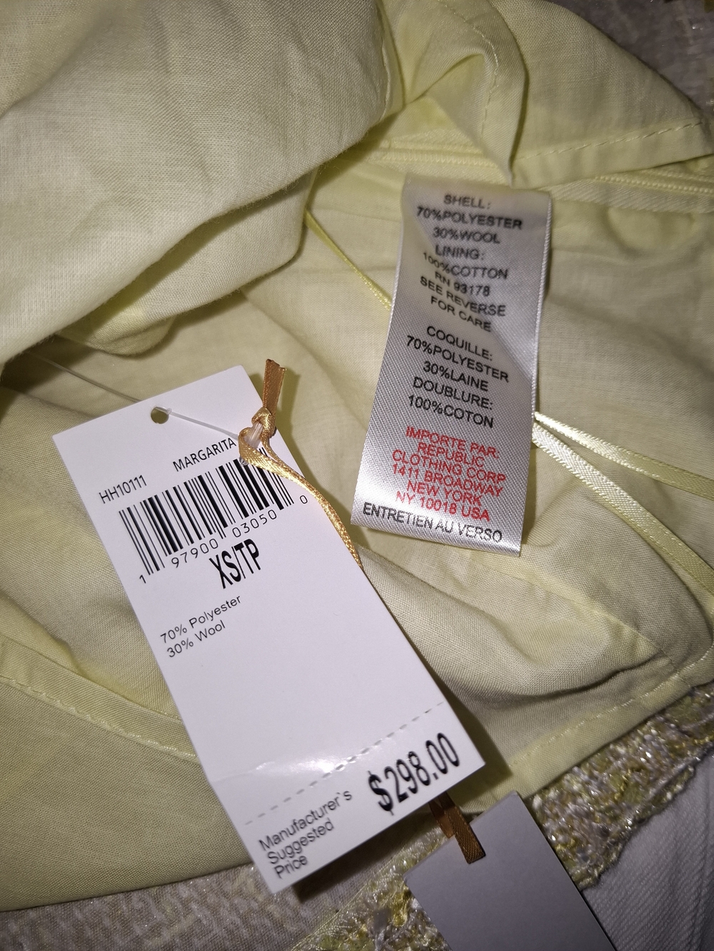 House of Harlow 1960 Pale Yellow Wool Blend Tank Top XS